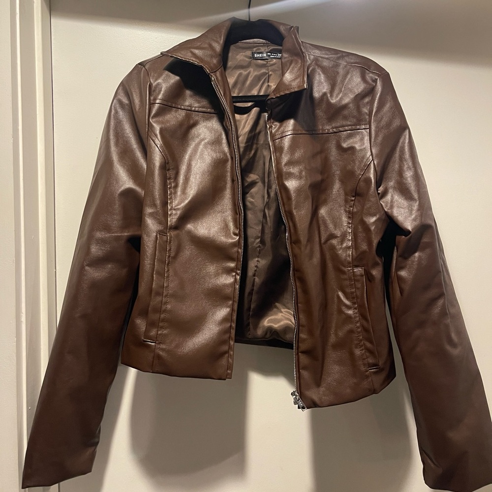 Brown Faux Leather Jacket